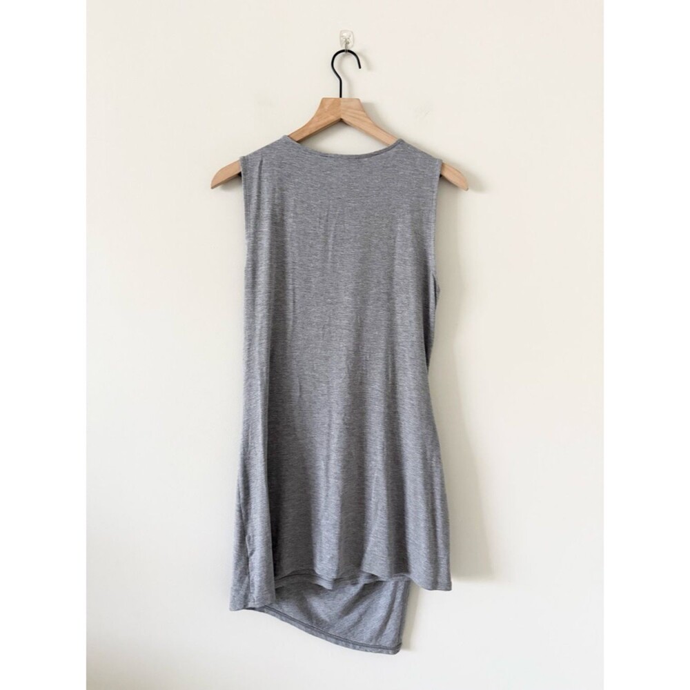 White House Black Market Gray Faux Wrap Jersey Dress with Beaded Neckline Size M - Picture 4 of 5